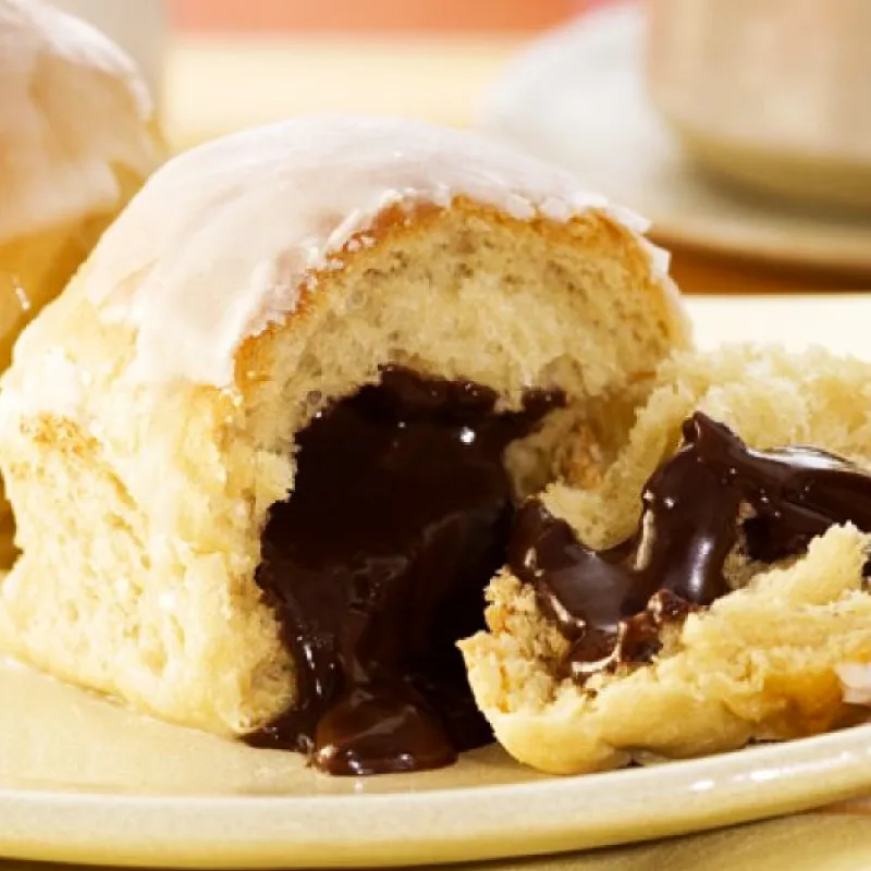 Receita de pãozinho de café com recheio de chocolate